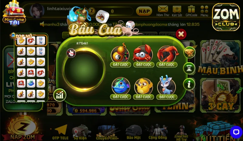Đôi nét về game bầu cua Zomclub